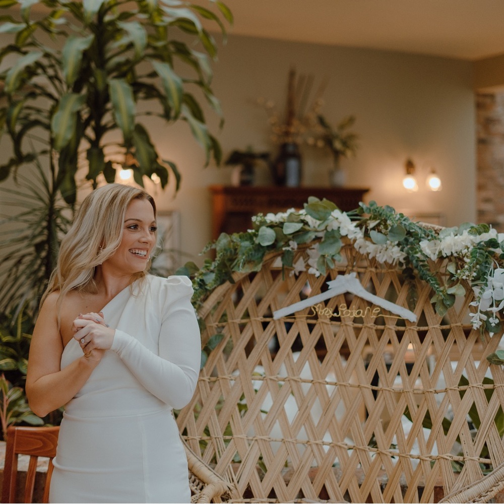 White bridal dress rehearsal or shower